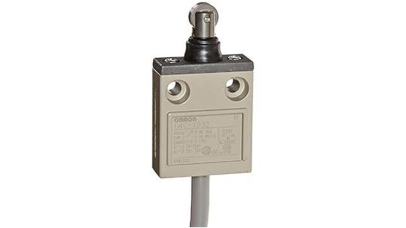 Interruttore di fine corsa a rotella Omron D4C-4232, compatto, IP67, montaggio anteriore, dimensioni 40mm x 16mm x 71.8mm.