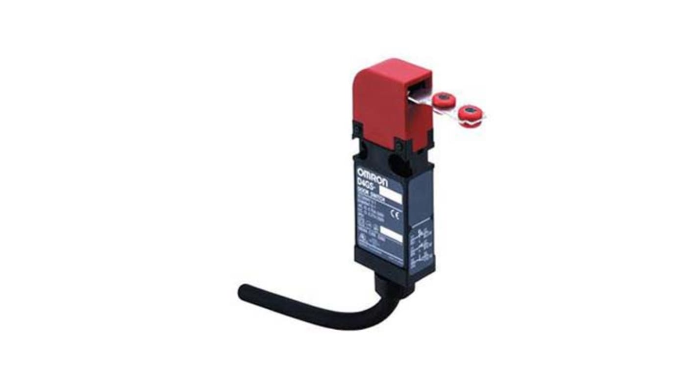 Interruttore di interblocco a solenoide Omron D4GS-N1R-5, 1NC/1NA, IP67, 240V, dimensioni 17x85x17mm, montaggio unidirezionale.