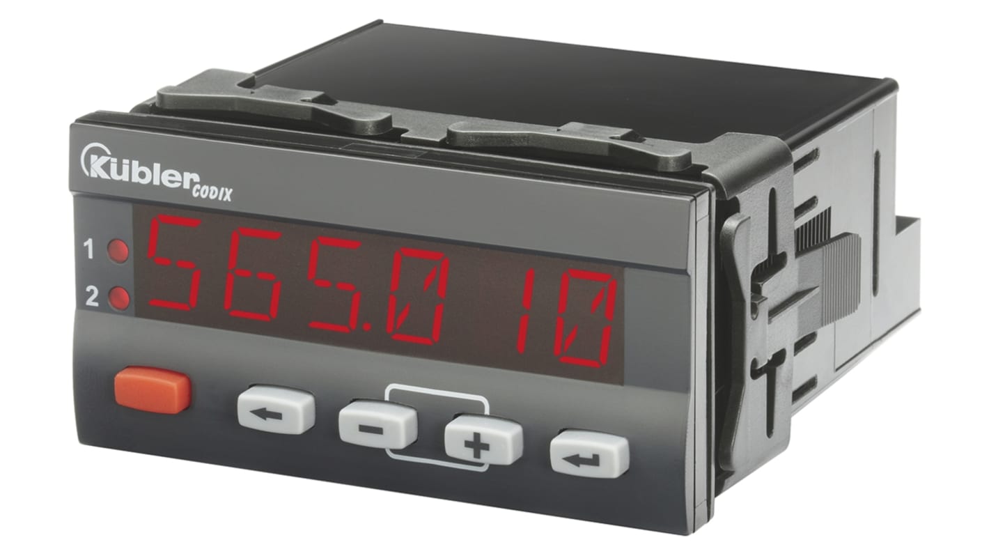 Misuratore digitale multifunzione Kübler 6.565.010.309, display LED 14 segmenti, programmazione semplice, dimensioni 45x92x90.5 mm.