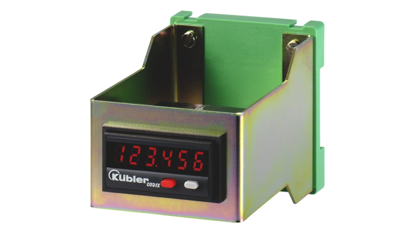 Telaio di montaggio Kübler G.300.004 per contatori orari LCD serie 135 Codix, installazione snap-on su guida DIN 35 mm.