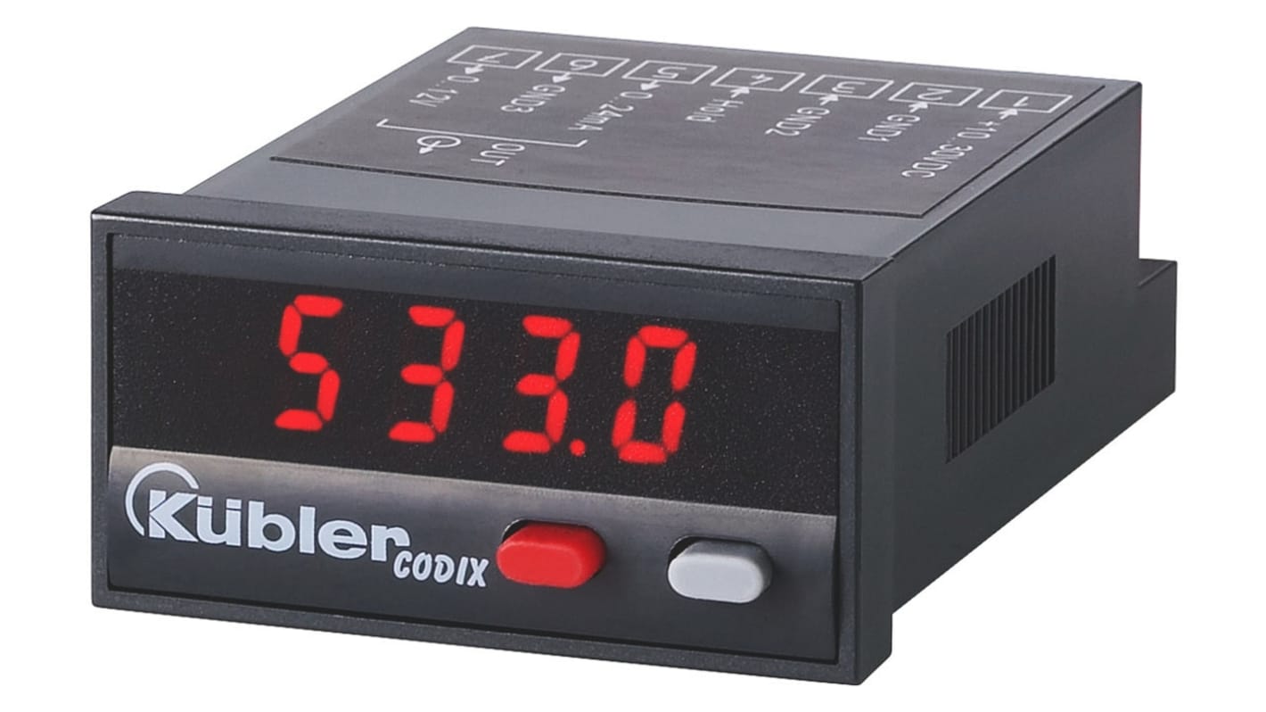 Regolatore di temperatura On/Off Kübler 6.533.012.300, dimensioni 48 x 24 mm, alimentazione 10-30 V c.c., ingresso termocoppia tipo K.