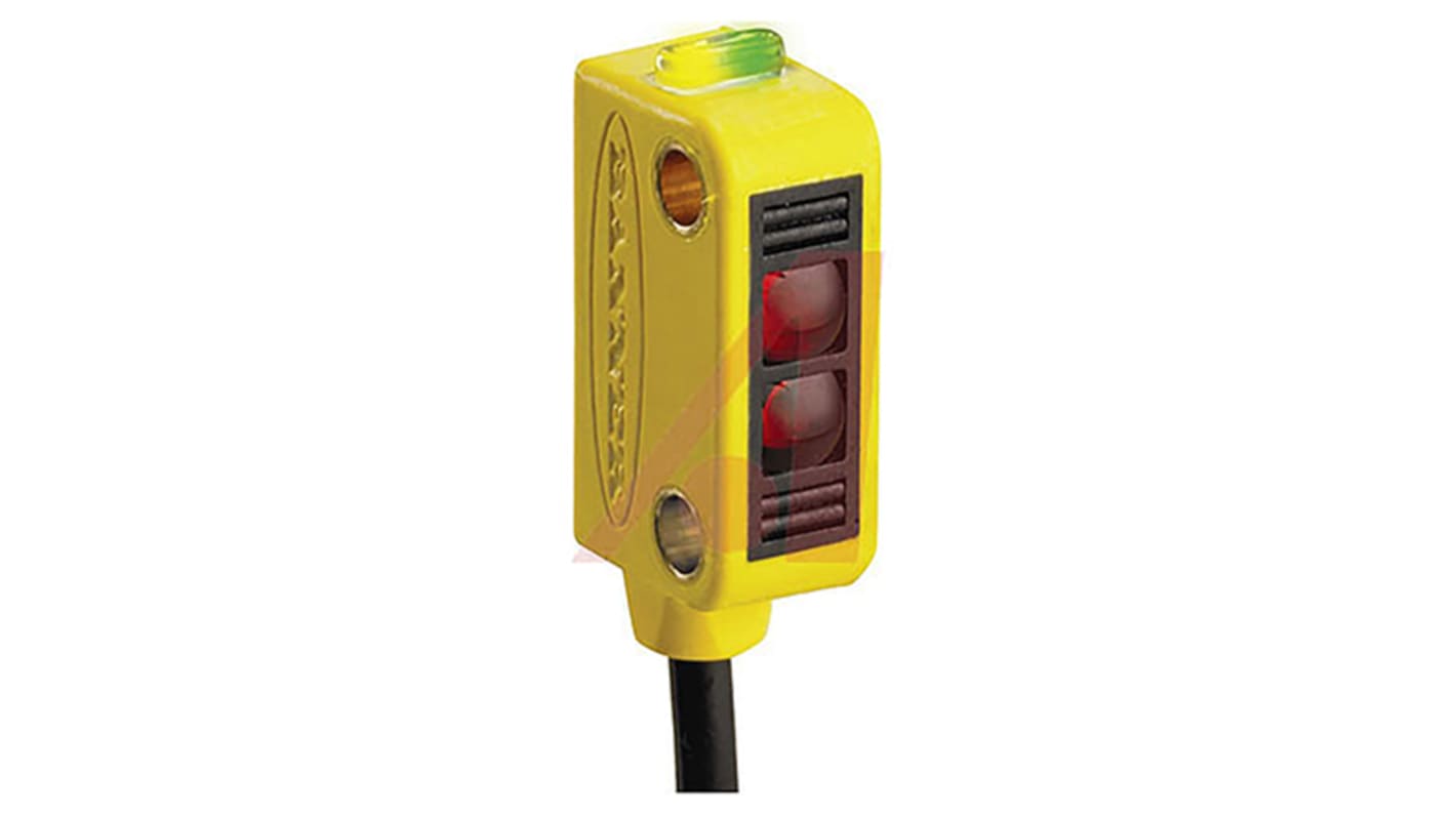 Sensore fotoelettrico rettangolare Banner Q12AB6FF15, rilevamento 15 mm, IP67, dimensioni 22 x 8 x 12 mm, uscita NPN/PNP.