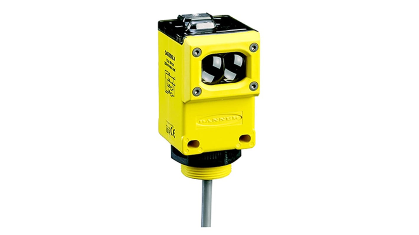 Sensore fotoelettrico rettangolare a retroriflessione Banner Q45AD9LPQ, rilevamento fino a 6 m, grado di protezione IP67.