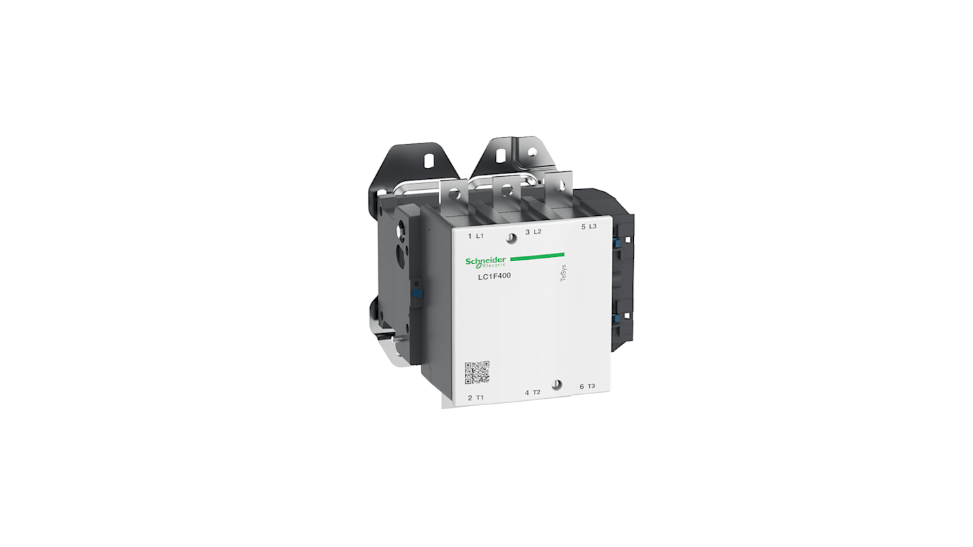 Contattore Schneider Electric LC1F400GD, 3 poli, 400 A, 125 V c.c., dimensioni 206x213x219 mm, per controllo motori.