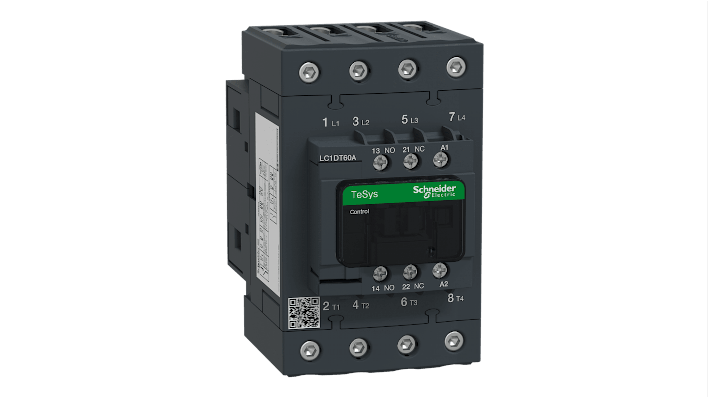 Contattore Schneider Electric LC1DT60AU7, 4 poli, 60 A, 240 V c.a., dimensioni 122x70x120 mm, per starter motore.