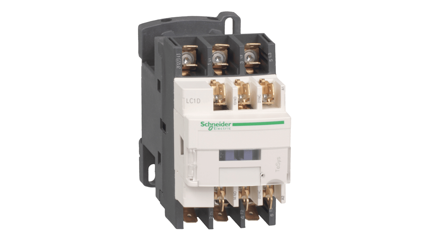 Contattore Schneider Electric LC1D099G7, 3 poli, 3 NO, 25 A, bobina 110 V c.a., dimensioni 45x80x86 mm.