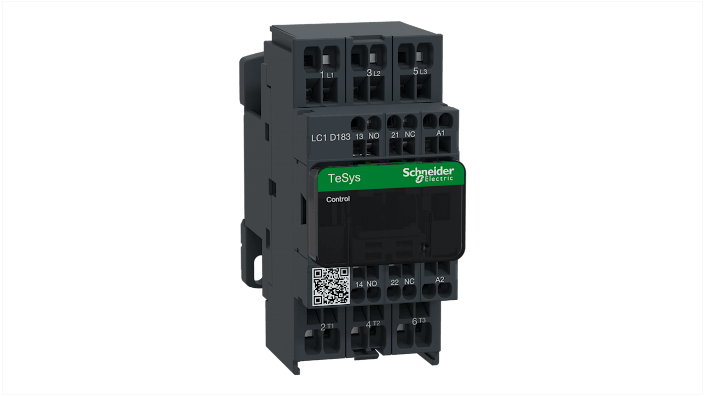 Contattore Schneider Electric LC1D183U7, 3 poli, 25 A, bobina 230 V c.a., dimensioni 99x45x86 mm, per sistemi di controllo.