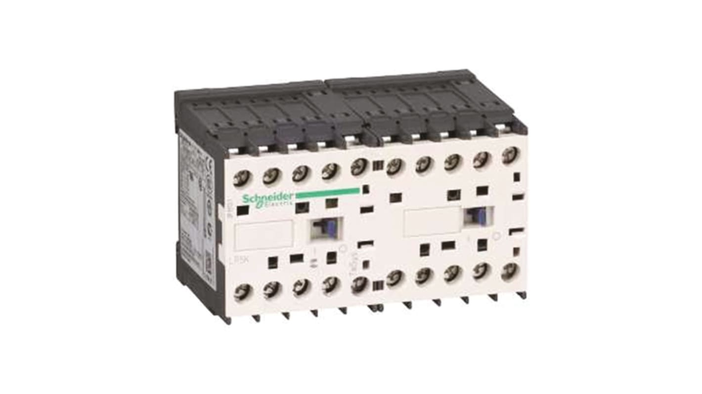 Contattore reversibile Schneider Electric LP5K06015BW3, 3 poli, 6 A, 24 V c.c., dimensioni 58x90x57 mm.