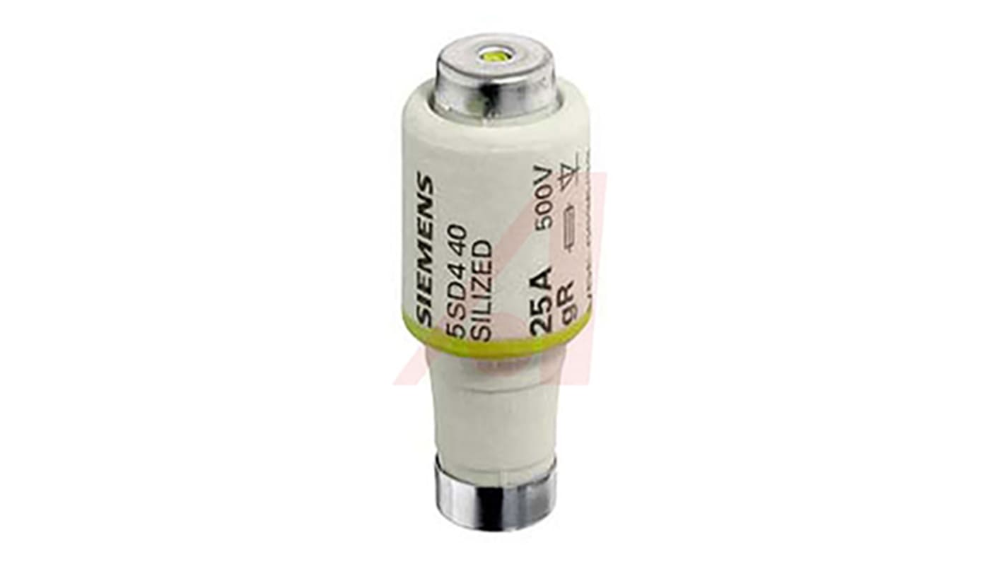 Fusibile a bottiglia Siemens 5SD440, 25A, E27, categoria gR, tensione 500V, conforme IEC 60269-3.