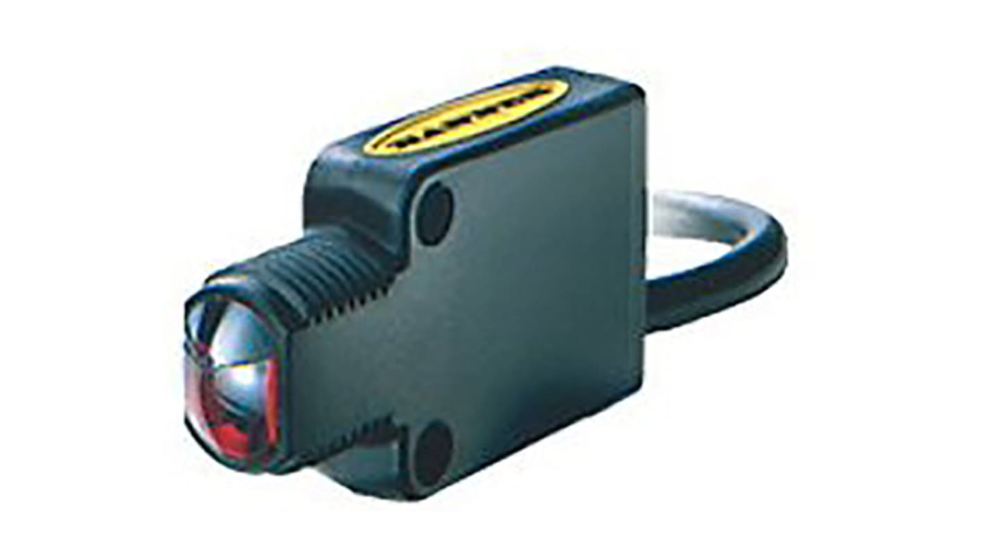 Sensore fotoelettrico cilindrico Banner QS12VN6CV20Q5, rilevamento 20 mm, uscita NPN, montaggio M12, IP67.