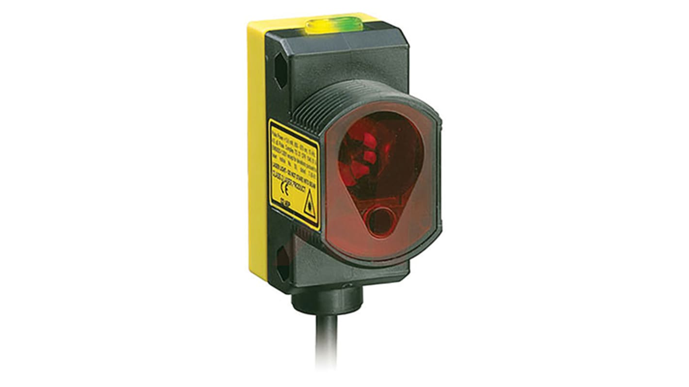 Sensore fotoelettrico cilindrico Banner QS303E, rilevamento fino a 60 m, alimentazione 10-30 V c.c. o 24-250 V c.a., IP67.