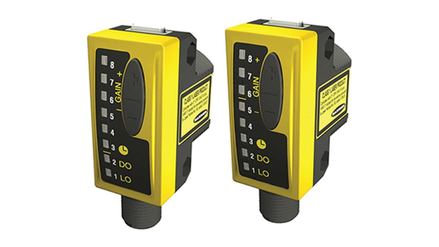 Sensore fotoelettrico rettangolare Banner QS30LLPCQ a retroriflessione, rilevamento 200 mm a 18 m, IP67, alimentazione 10-30 V c.c.