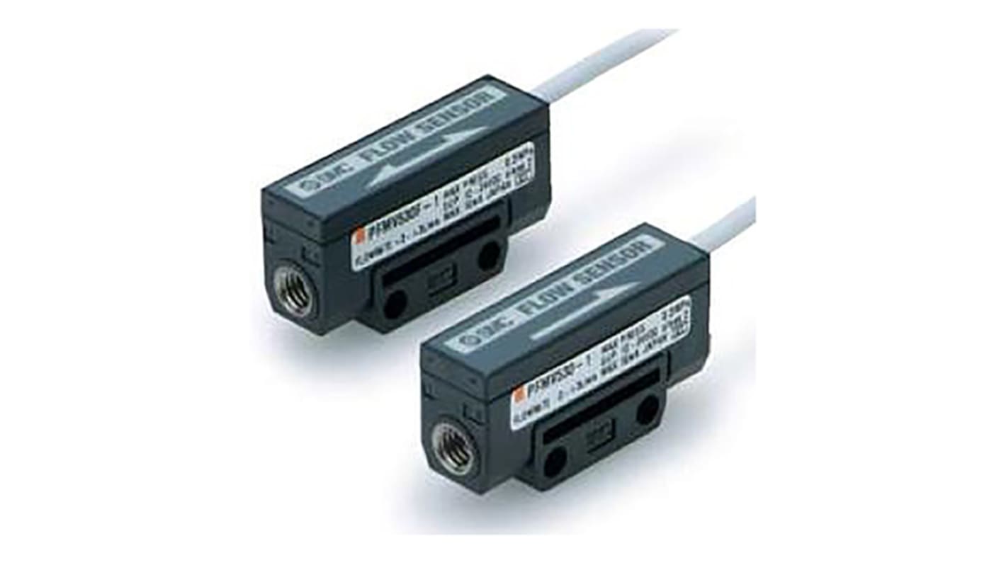 SMC PFMV510-1, sensore di pressione per aria secca e gas, portata 0-1 l/min, precisione ±5% F.S., connessione rapida.