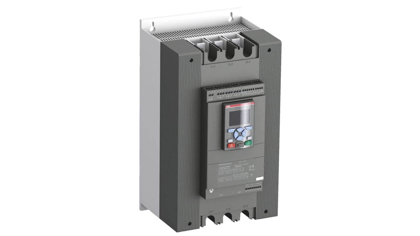 ABB 1SFA898112R7000, avviatore soft-start trifase 132 kW, tensione 208-600 V, dimensioni 258x276x470 mm, IP20.