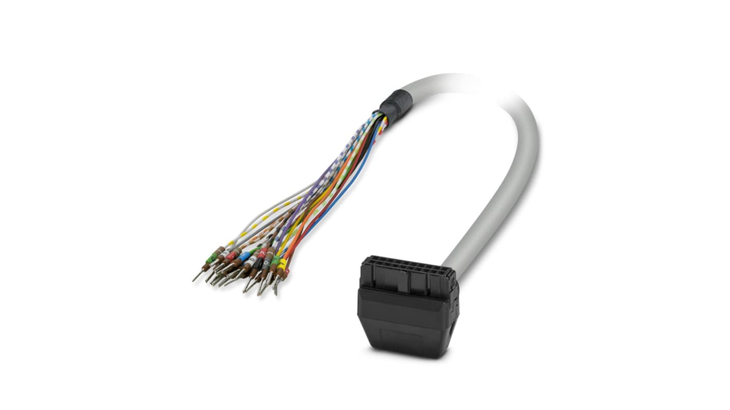Cavo PLC Phoenix Contact 2900141, serie VIP-CAB-FLK20, lunghezza 1,5 m, con collegamento a 20 posizioni e uscita 90°.