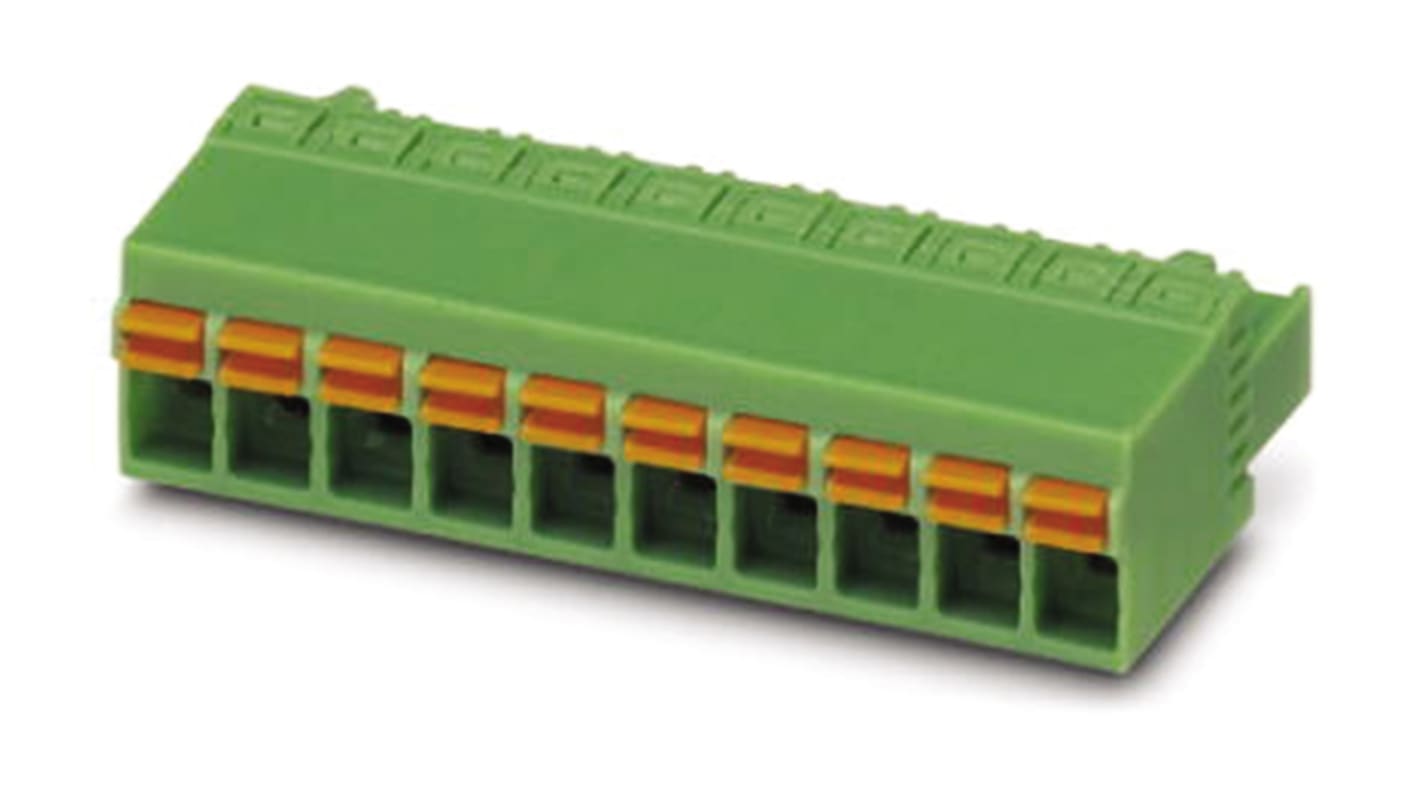 Morsettiera Phoenix Contact Femmina a 3 vie (cod. 1754571) per circuito stampato, 12A/320V, passo 5.08mm. Connessione a molla, ideale per applicazioni elettriche.