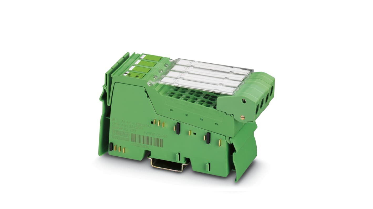 Modulo I/O analogico Phoenix Contact 2878641, 4 ingressi, risoluzione 16 bit, dimensioni 136.8 x 48.8 x 71.5 mm, grado di protezione IP20.