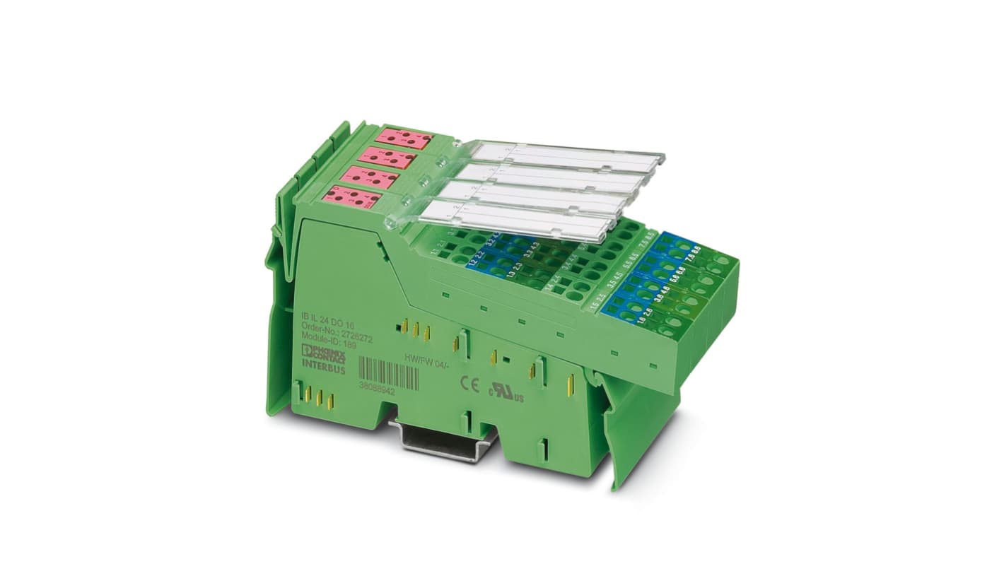Modulo I/O Phoenix Contact 2862013, 16 uscite digitali, 24 V c.c., dimensioni 140,5 x 48,8 x 71,5 mm, grado di protezione IP20.