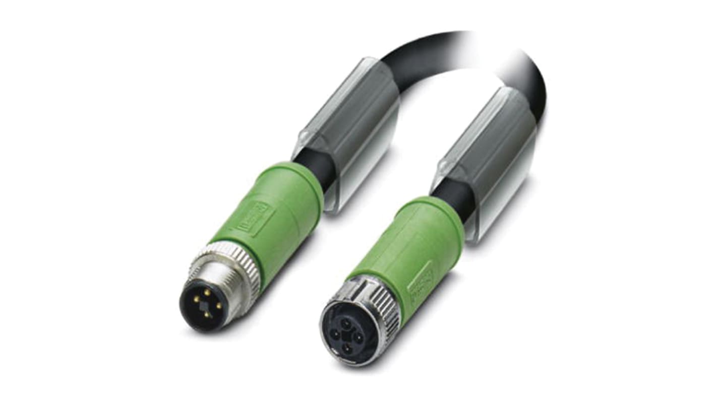 Cavo di alimentazione M12 Phoenix Contact 1408811, 10m, 4 posizioni, grigio nero RAL 7021, connettori T per corrente continua fino a 12A/63V.