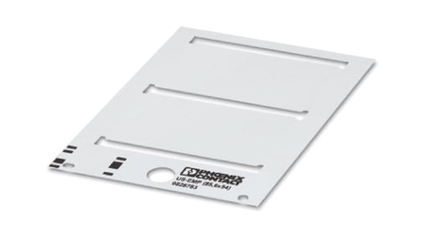Etichetta per morsettiera Phoenix Contact 830842, marcatori a innesto bianchi - BLUEMARK ID, THERMOMARK PRIME. Area di incisione 35 x 9 mm, 45 etichette per foglio. Compatibile con telai di etichette EMP. Ideale per etichettatura rapida e professionale.