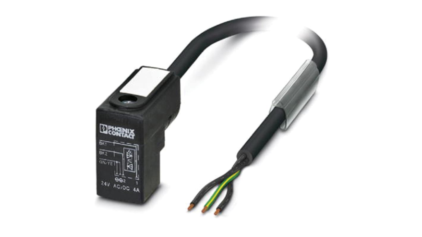 Cavo sensore/attuatore Phoenix Contact 1435551, 3 cond. DIN 43650 Maschio Ø 4.5mm L. 5m. Robusto, privo di alogeni, con LED e diodo Zener.
