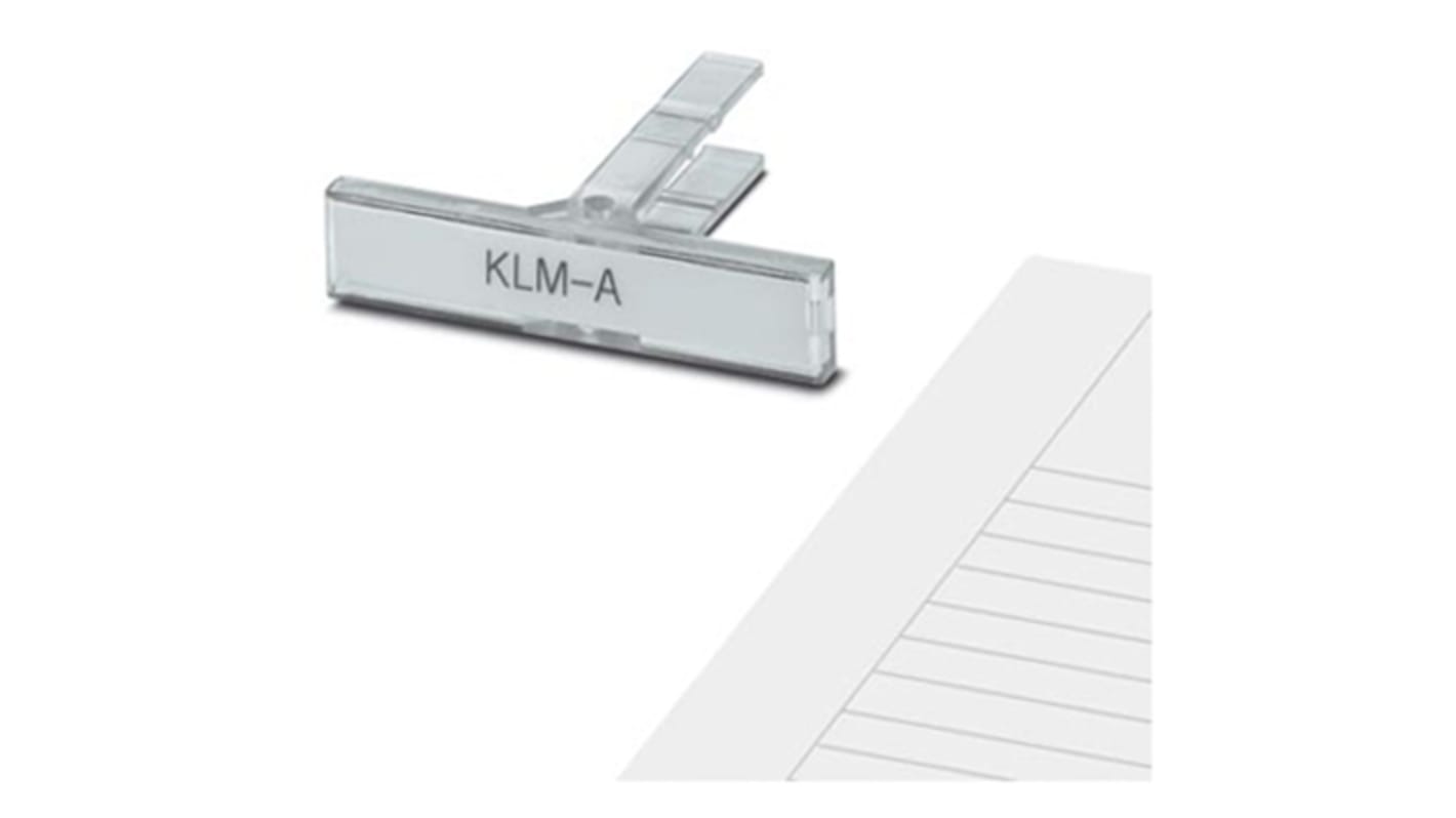 Inserto bianco senza etichetta Phoenix Contact 1004351 per terminali larghezza 7 mm. Personalizzabile con PLOTTER CMS-P1. Dimensioni lettere 44 x 7 mm.