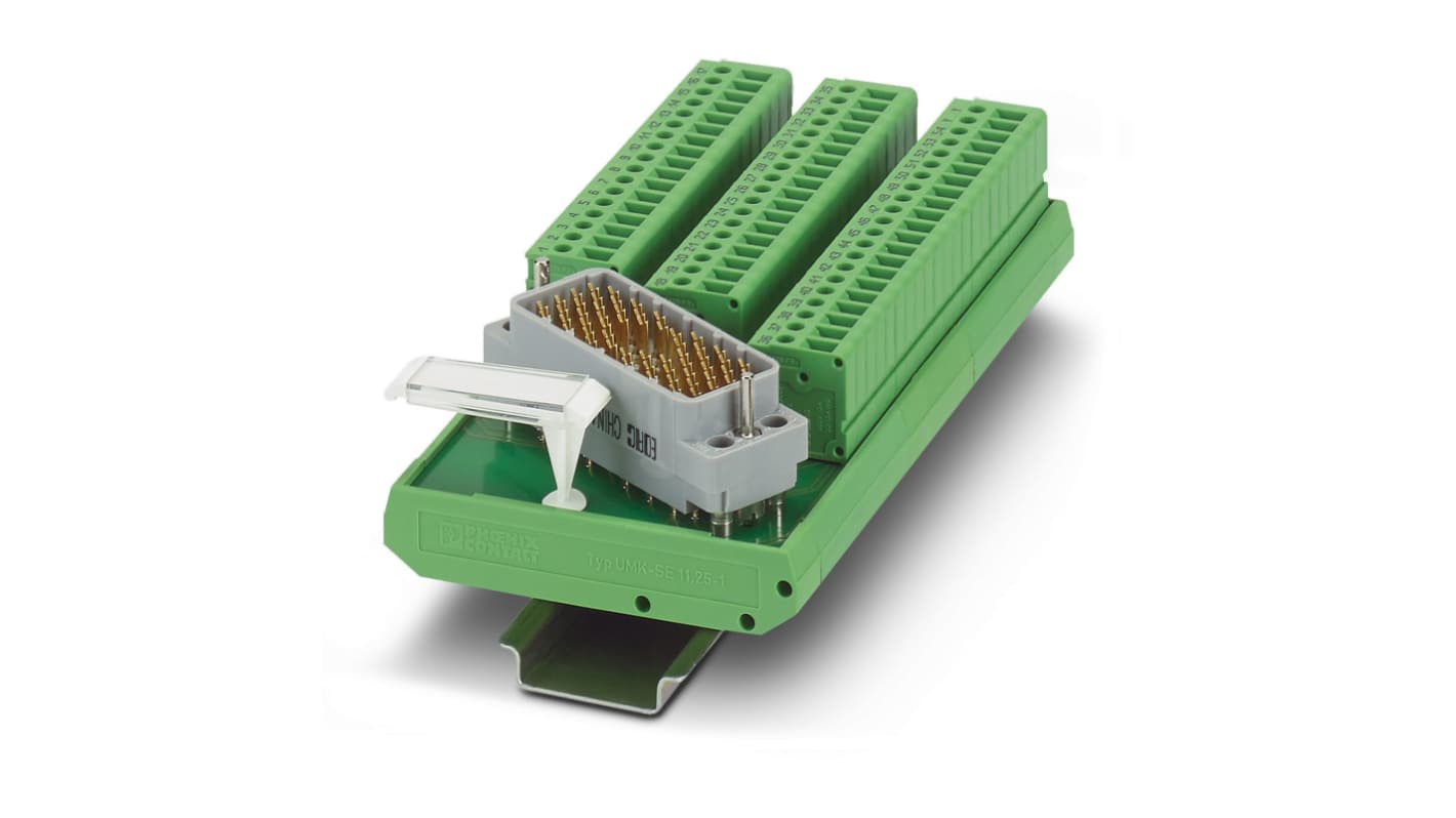 Modulo Varioface Phoenix Contact 2976158, interfaccia su guida DIN, 56 posizioni, dimensioni 77 x 47,5 x 146,3 mm.