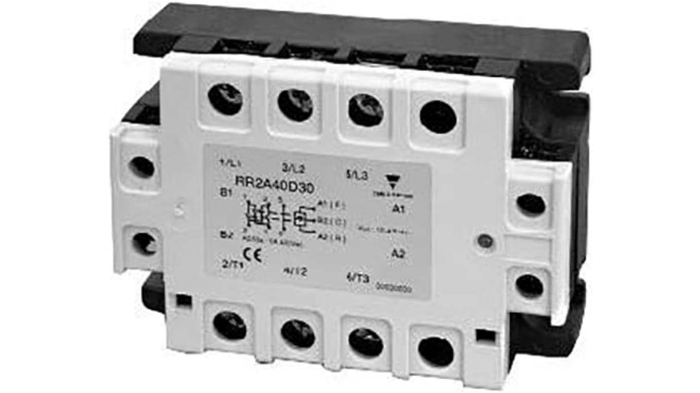Carlo Gavazzi RR2A48D550, soft start 2 fasi per motori, potenza 5,5 kW, corrente 11 A, dimensioni 103x73,5x41 mm.