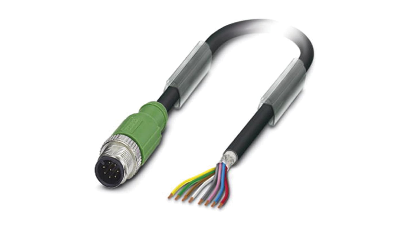 Cavo sensore/attuatore Phoenix Contact 8 cond. M12 Maschio Ø 5.9mm L. 10m - Cod. 1522794: Schermato, robusto e privo di alogeni per trasmissione affidabile in ambienti critici.