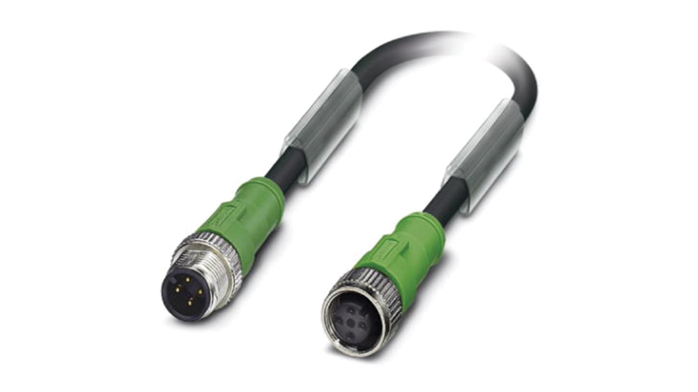 Cavo sensore/attuatore Phoenix Contact 1509571, 4 posizioni, 10m, connettori M12 Maschio/Femmina, codifica A, grigio nero RAL 7021. Connettore M12 diritto, test elettrico completo al 100%.
