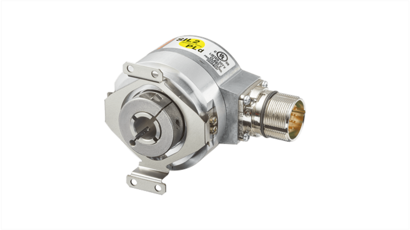 Encoder incrementale Kübler 8.5834FS2.B424.2048, 2048 impulsi, albero 12mm, IP65, -40 a +90°C, 87.5x68x56mm.