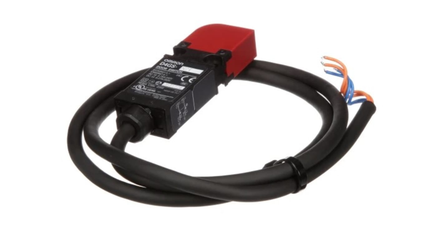 Interruttore di interblocco di sicurezza Omron D4GS-N2T, 2NC, protezione IP67, montaggio reversibile, dimensioni 30mm x 17mm x 95.5mm.