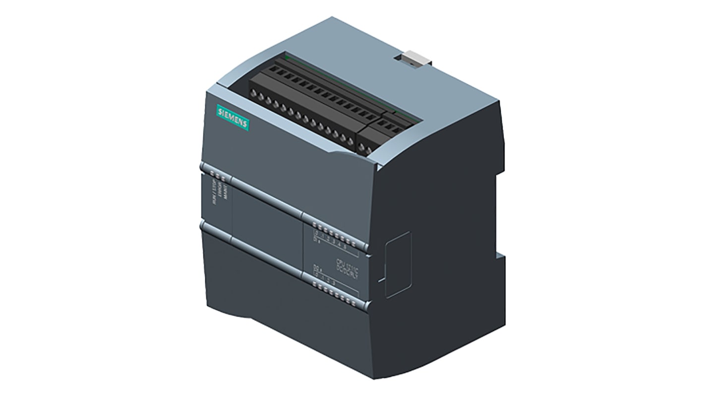 CPU PLC Siemens SIMATIC S7-1200, 6 ingressi, 4 uscite - Memoria 1MB per automazione industriale. Adatto a cancelli automatici, linee di assemblaggio e ascensori.