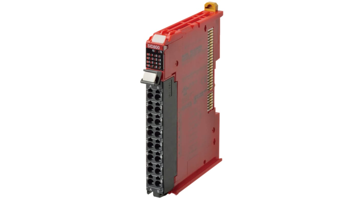 Modulo di ingresso Omron NX-SID800 per controllo di sicurezza, 24V c.c., 8 ingressi, montaggio su guida DIN. Conforme norme internazionali.