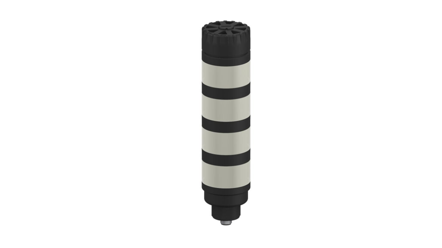 Torretta di segnalazione LED Banner TL50BGYRAQ, 4 elementi, altezza 214.1 mm, montaggio versatile, emissione sonora 92 dB.