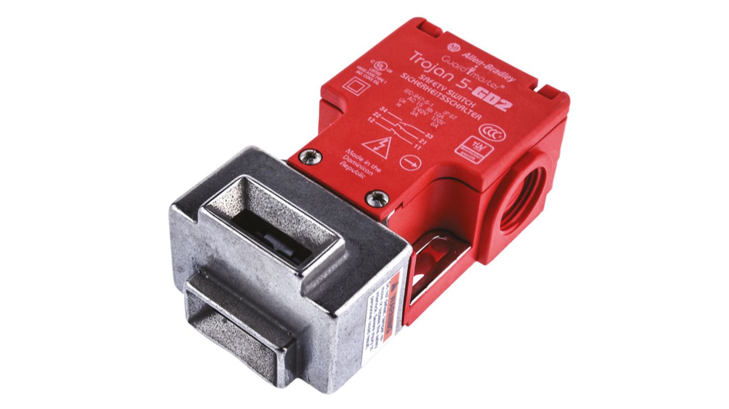 Interruttore di interblocco di sicurezza a chiave Allen Bradley Guardmaster 440K-T11339, 2NC/1NA, IP67, dimensioni 52mm x 32mm x 95mm.