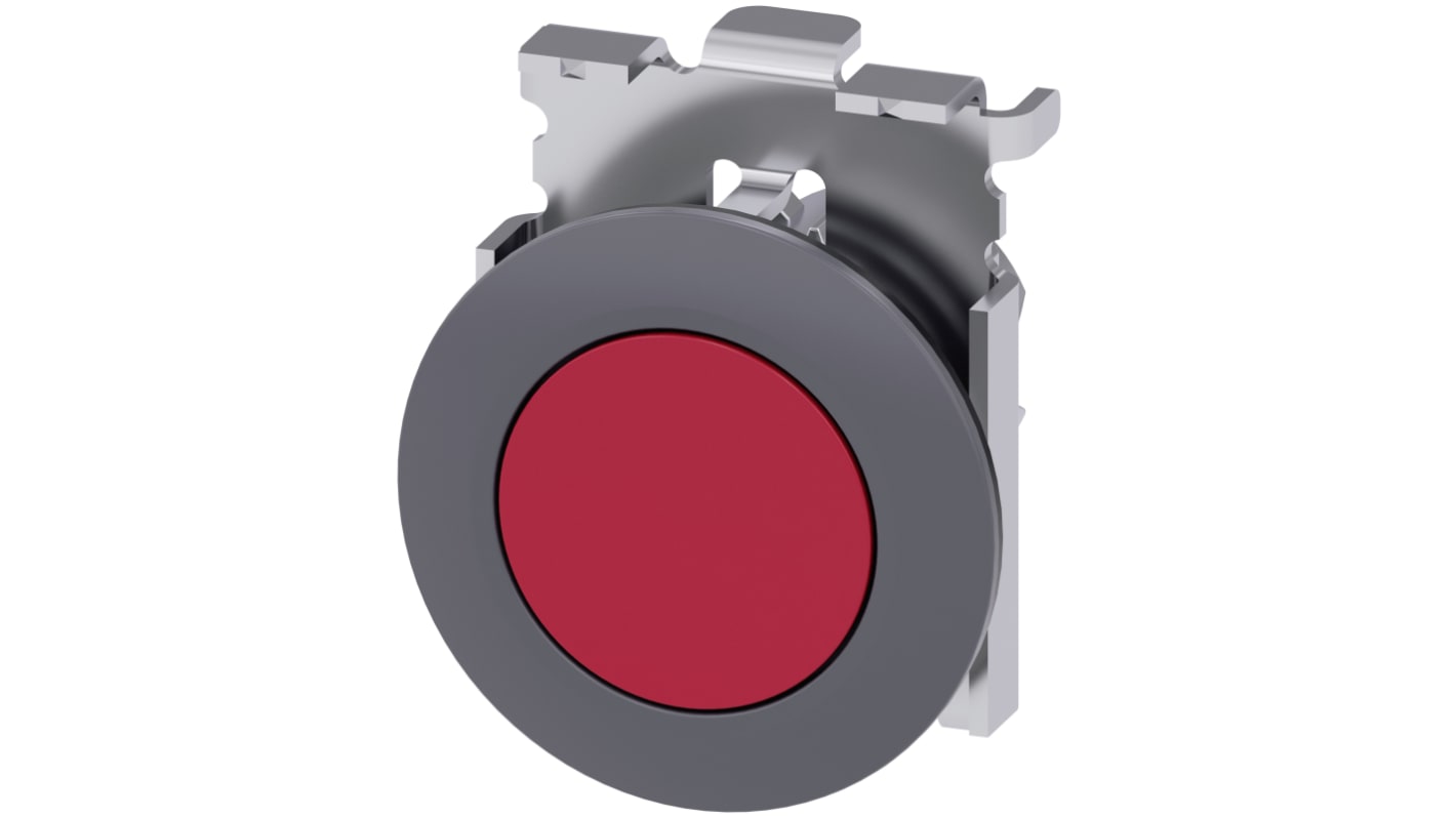 Attuatore pulsante instabile Siemens SIRIUS ACT, diametro foro 30 mm, rosso, protezione IP69K, montaggio senza utensili.