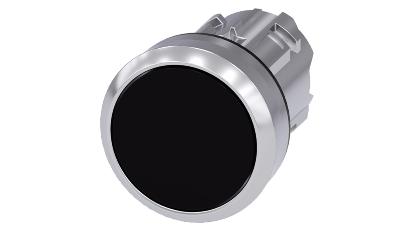 Attuatore pulsante metallo lucido 22mm Siemens 3SU1050-0AB10-0AA0, IP69K, serie SIRIUS ACT. Robusto, ideale per ambienti estremi.