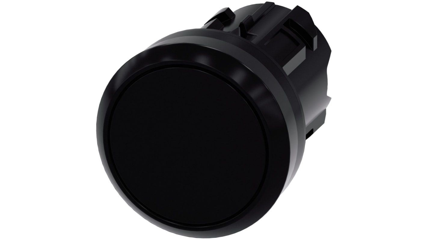 Attuatore pulsante Siemens SIRIUS ACT, diametro foro 22 mm, colore nero, design rotondo, montaggio senza utensili.