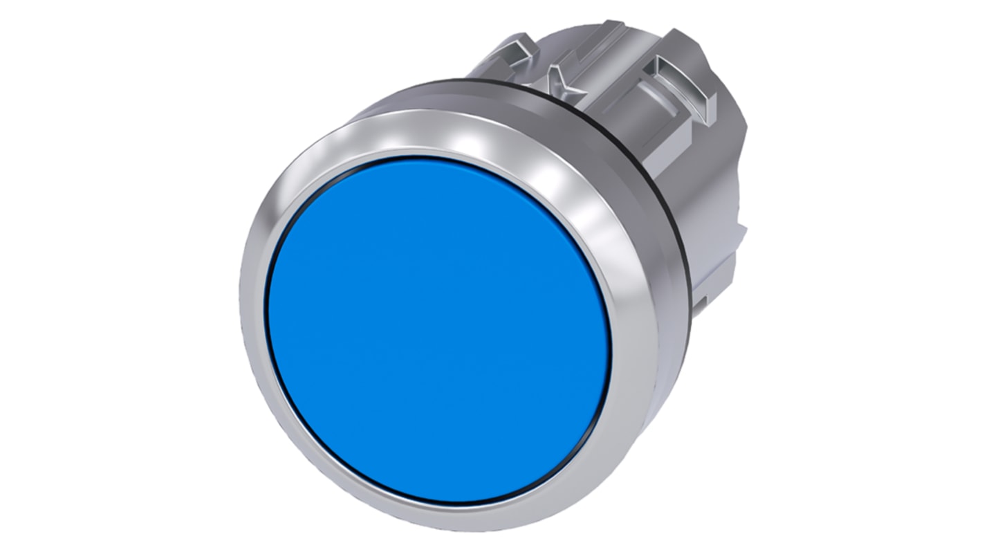 Attuatore pulsante metallo lucido 22mm, IP69K robusto - Siemens 3SU1050-0AB50-0AA0. Ideale per ambienti estremi.