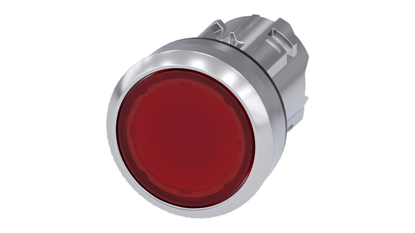 Attuatore pulsante metallo lucido 22mm IP69K Siemens 3SU1051-0AB20-0AA0. Ideale per ambienti estremi.