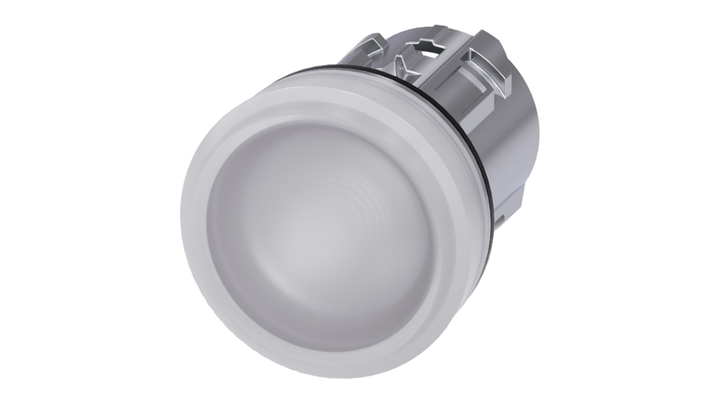 Spia luminosa Siemens SIRIUS ACT 3SU1051-6AA60-0AA0, metallo lucido, IP69K, montaggio a pannello. Adatta per ambienti estremi.