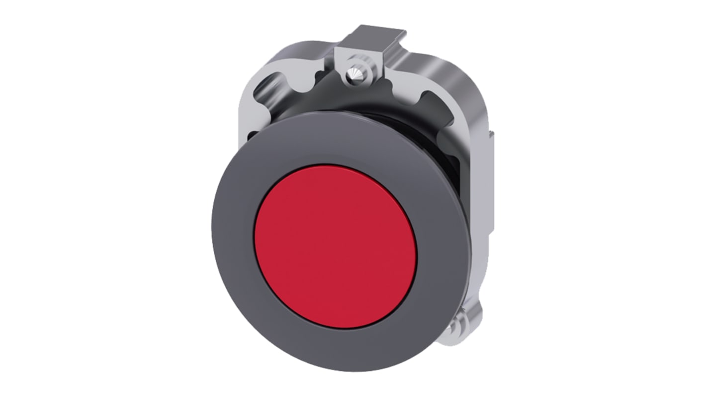 Attuatore pulsante Siemens SIRIUS ACT, rosso, diametro foro 30 mm, montaggio senza utensili, protezione IP69K.