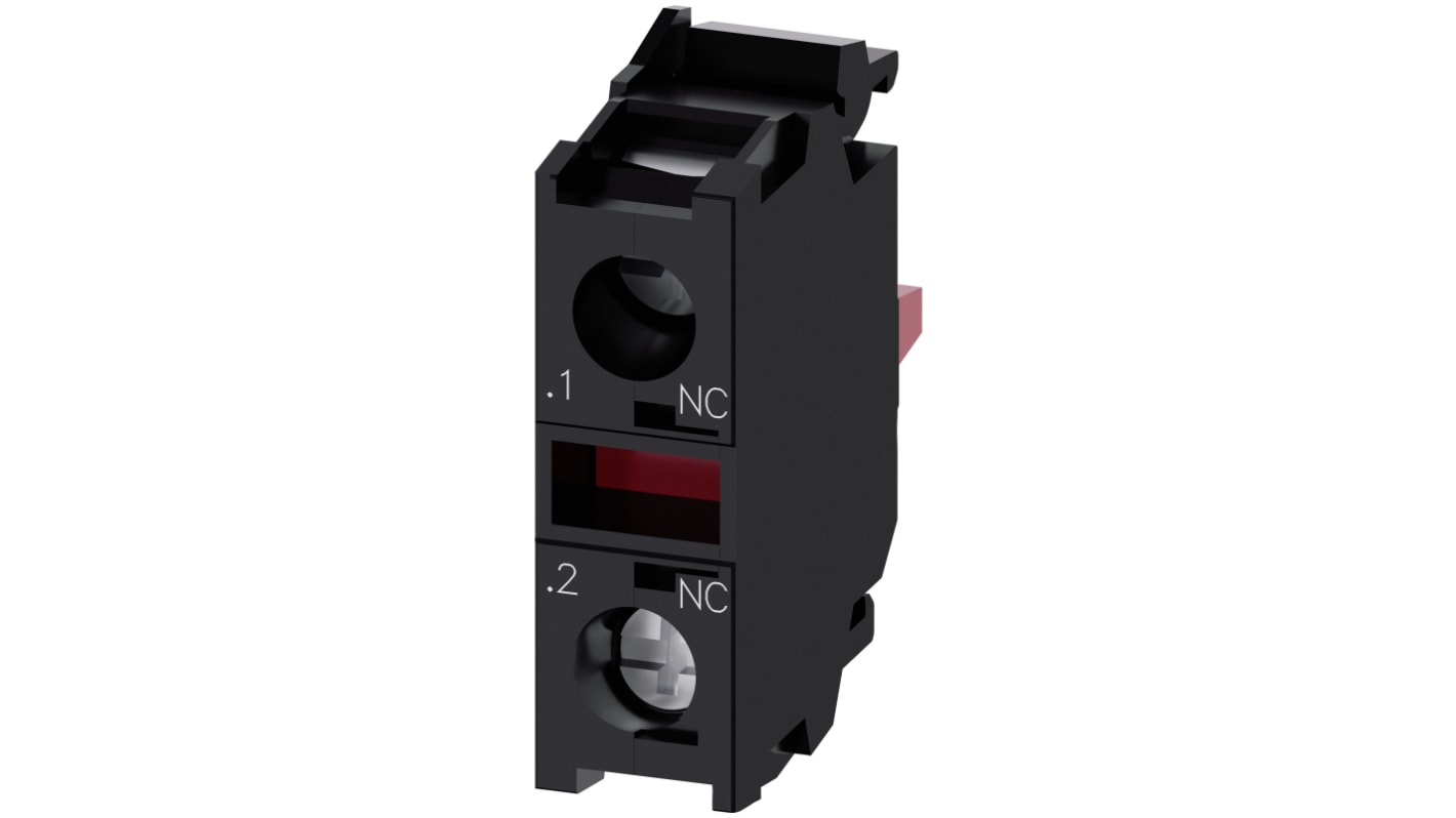 Blocco contatti Siemens 3SU1400-1AA10-1CA0, 1NC da 5-500V CA/CC con terminali a vite. Ideale per applicazioni industriali.