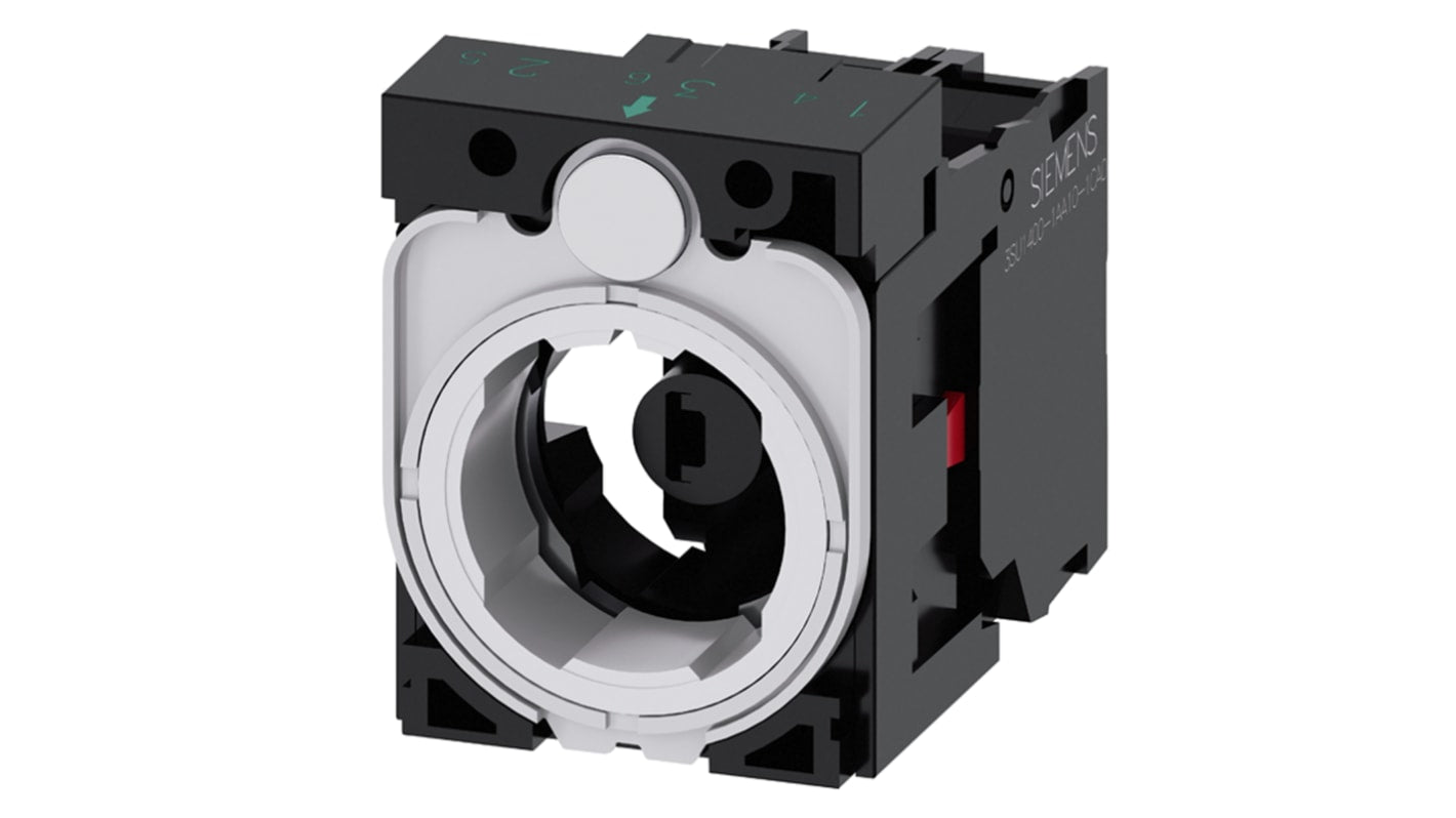 Blocco contatti luminoso Siemens 3SU1501-1AG60-1CA0, 1NC, LED bianco, montaggio senza utensili, tensione 6-24 V.