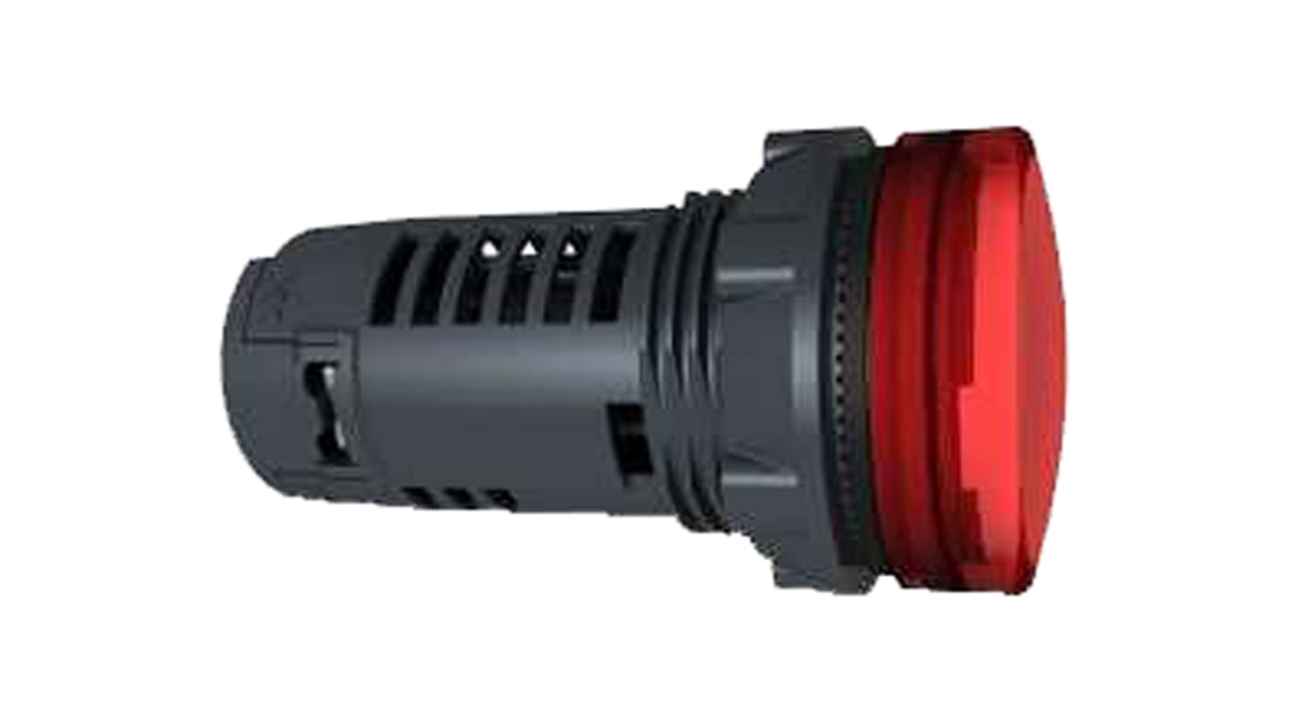 Luce pilota rotonda Schneider Electric XB5EVG4, LED rosso, montaggio a pannello, IP66, 110-120 V, diametro foro 22 mm.