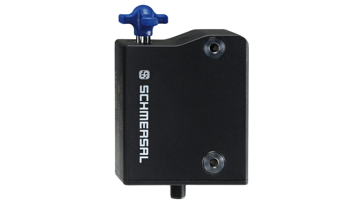 Interruttore di interblocco a solenoide Schmersal AZM300Z-I2-ST-1P2PA, 24V cc, design compatto, montaggio simmetrico, dimensioni 85mm x 100mm x 35mm.