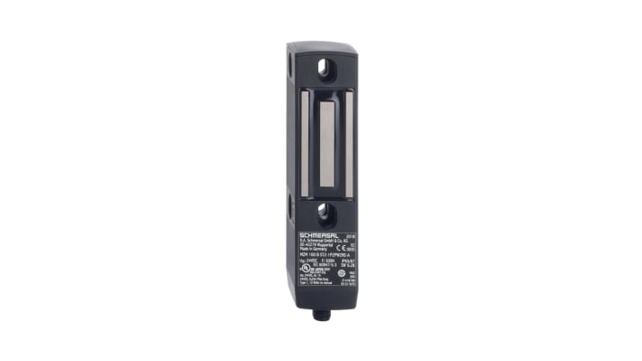 Interruttore di interblocco a solenoide Schmersal MZM 100 ST2-1P2PWREM-A, 24V cc, grado di protezione IP65/IP67, dimensioni 40x179x40 mm.