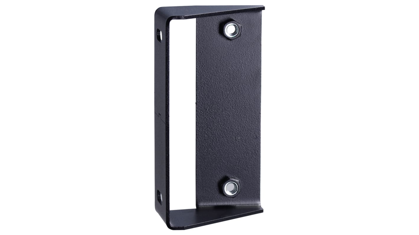 Schmersal MS MZM 100-W, staffa angolare per interruttori di sicurezza, montaggio verticale, dimensioni 120 x 63 mm, peso 210 g.