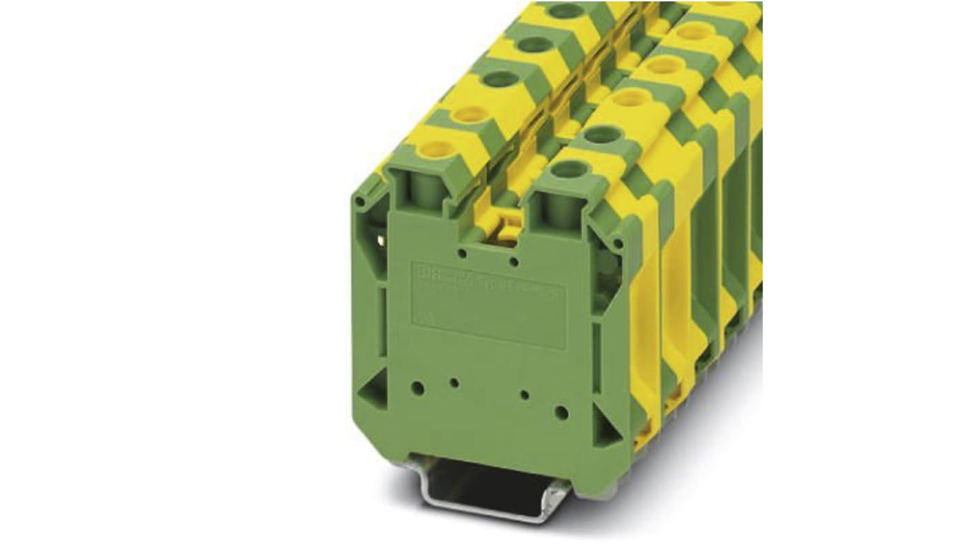 Morsetto per guida DIN Phoenix Contact 3215928, Verde-Giallo, 125A, 1,5-35 mm², con collegamento a vite.